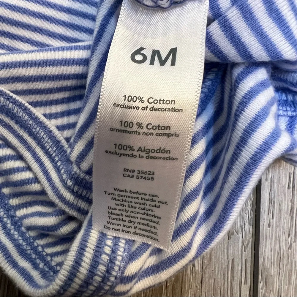 CARTERS SHORT SLEEVE EASTER BODYSUIT BLUE WHITE STRIPE 6MO